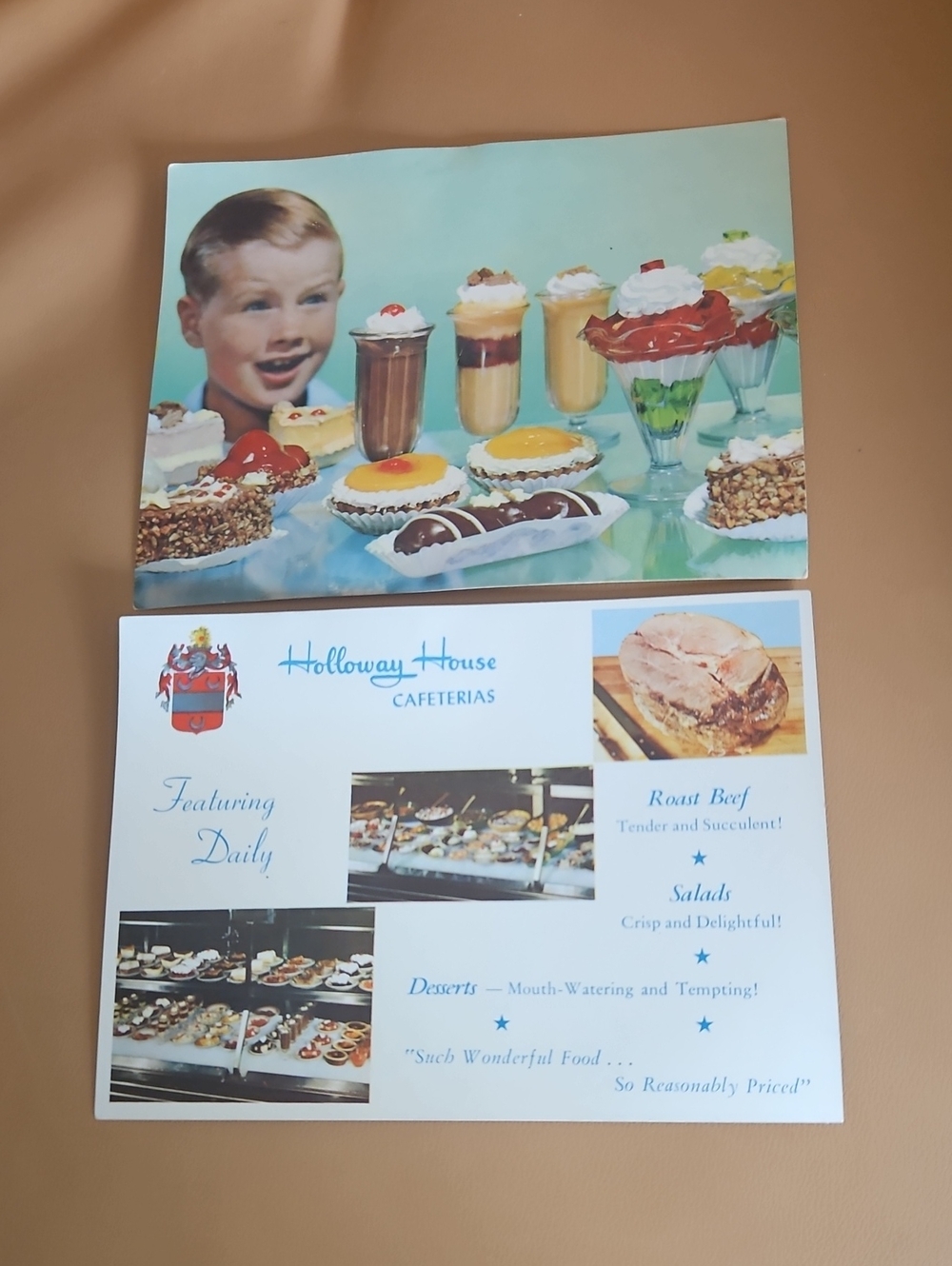 Vintage Holloway House Cafeterias Pot Cards, set of 2.